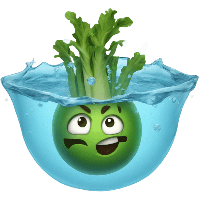 A cartoon vegetable drowning in water emoji