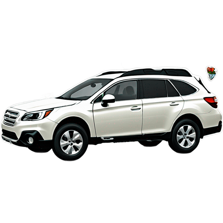 White Subaru outback with stickers emoji