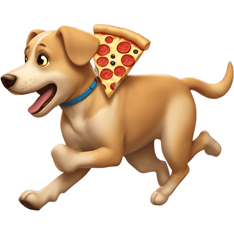 Perro corriendo y comiendo pizza emoji