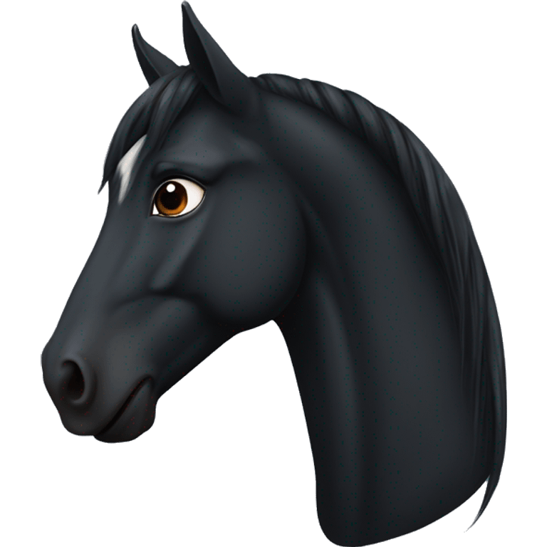 face of black horse with SMALL Star on forehead and has short mane emoji