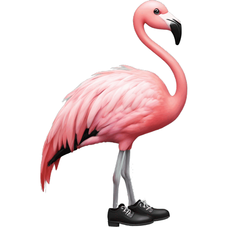 Flamingo wearing tap shoes emoji