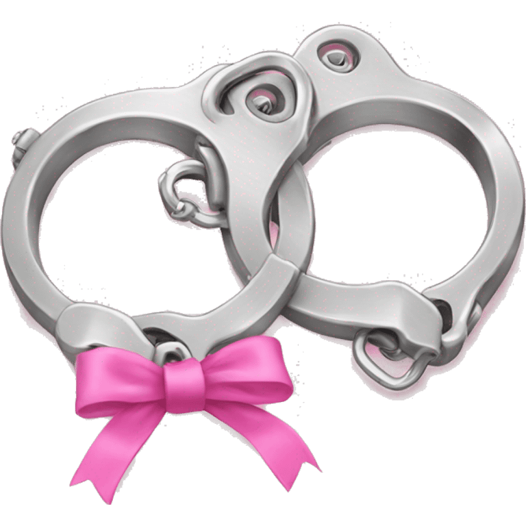 silver handcuffs with pink bow emoji