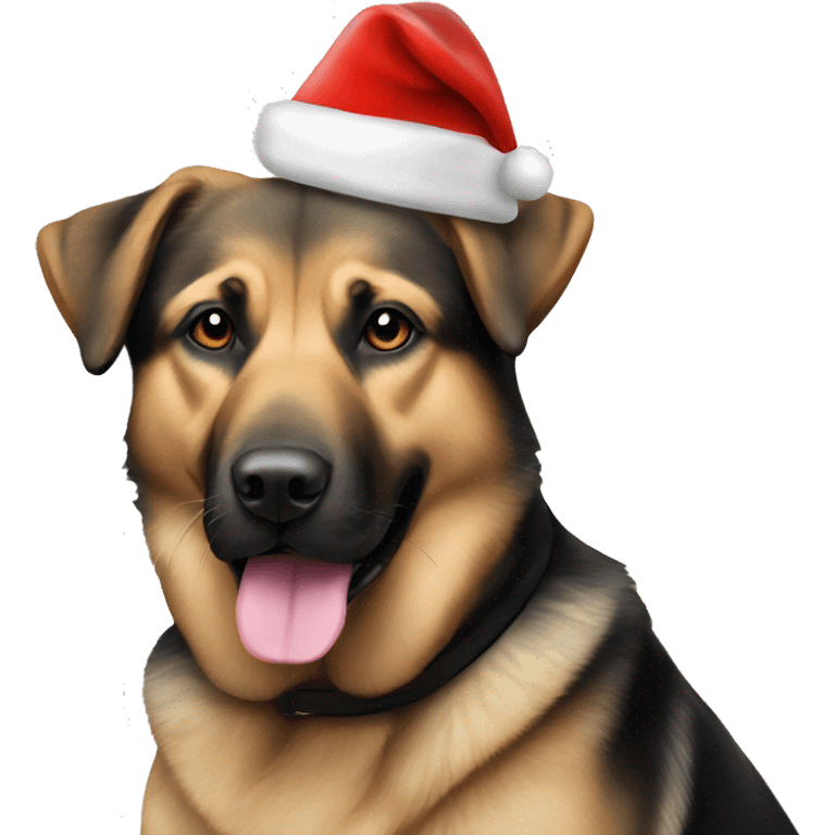 labrador mixed with german shepherd dog with christmas hat emoji