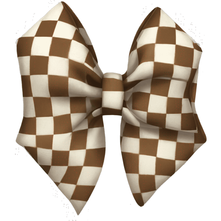 White and brown checkered bow emoji