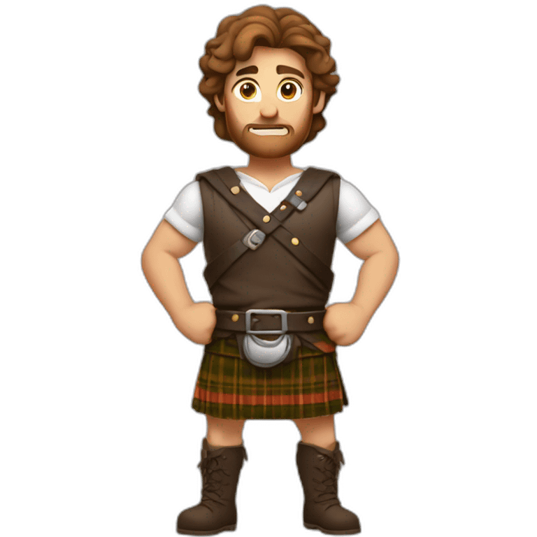 monty starting fire wearing a kilt flex muscle brown hair emoji