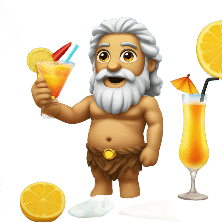 Zeus tanning on a beach drinking a cocktail emoji