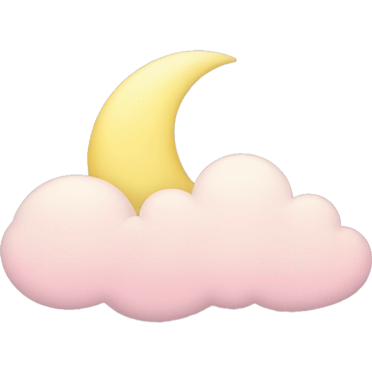 light pink clouds, light yellow crescent moon  emoji