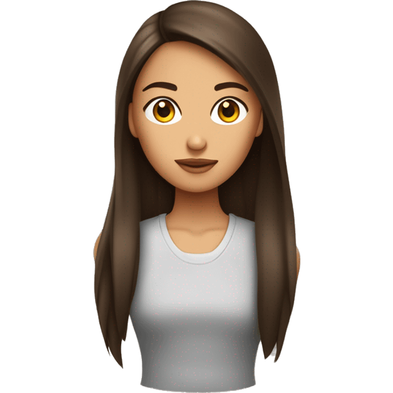 Un fille brune un grain beauté sur la joue droite avec des grosses joues des yeux marronsclair emoji