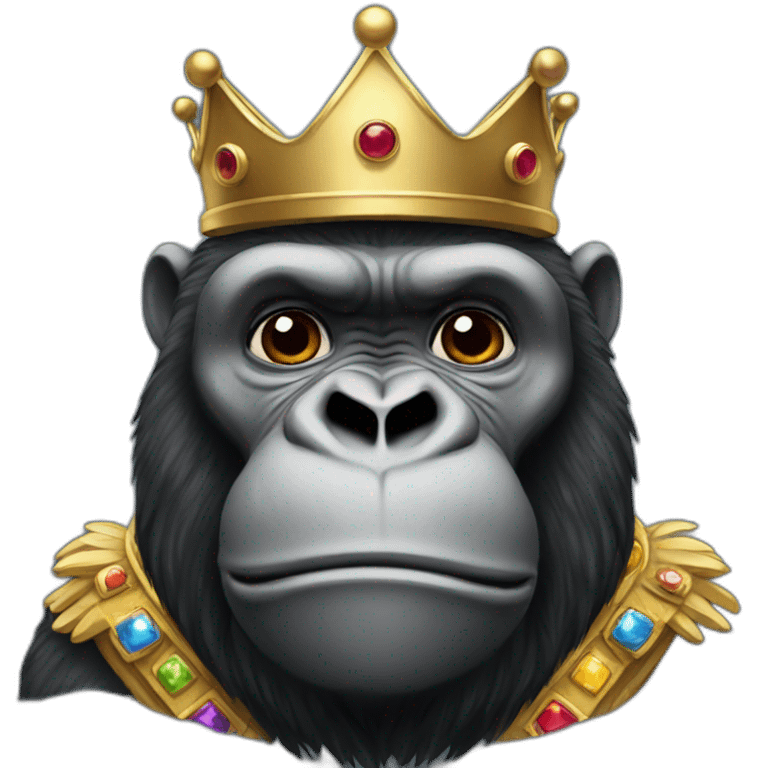 Gorilla wearing king clothes and crown emoji