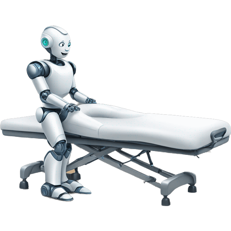 Robot giving massage on table emoji