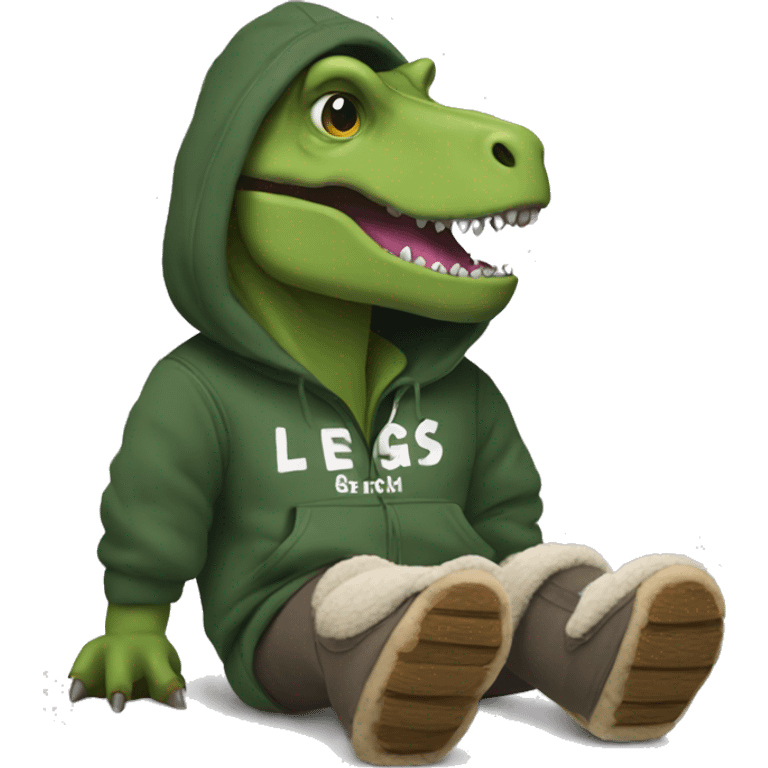 A trex wearing uggs and a hoodie emoji