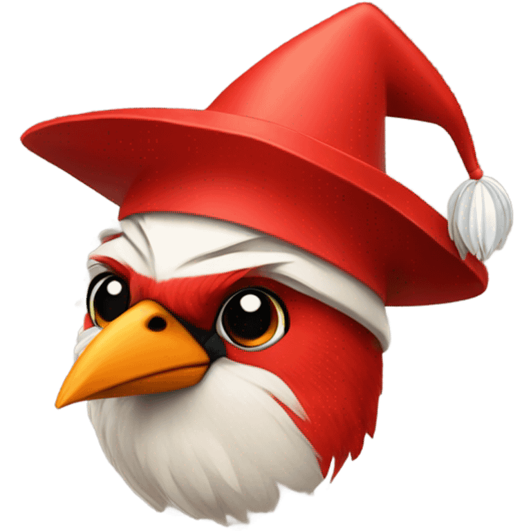 Happy red cardinal with birthday hat emoji