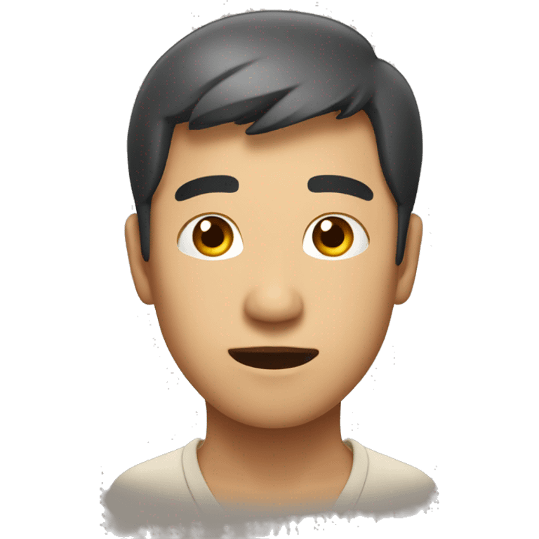 Asian man with a curious look on his face emoji