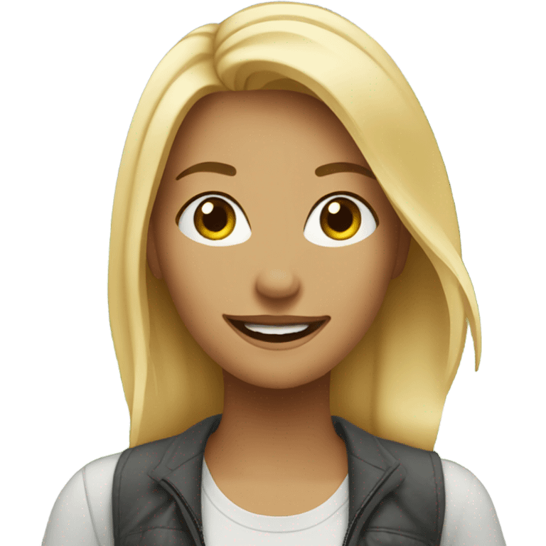 smiling blonde in city park emoji