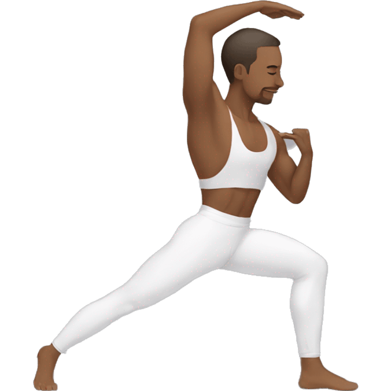 athletic white man doing yoga stretches emoji