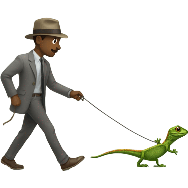 Man walking a lizard on a leash emoji