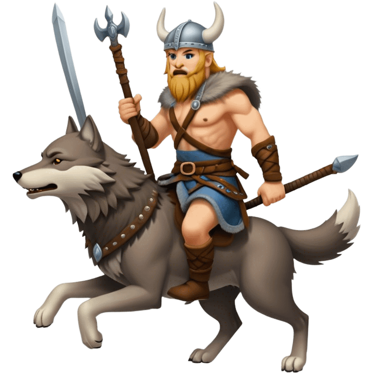 Viking Warrior Riding A Wolf  emoji