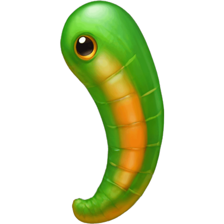 Green and orange leech emoji