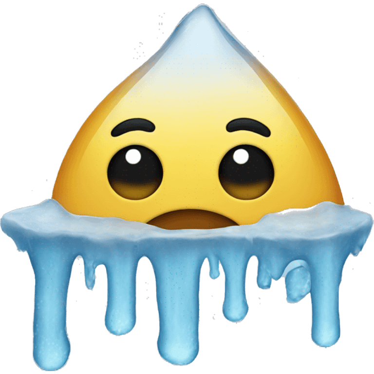 melting ice with sad  emoji