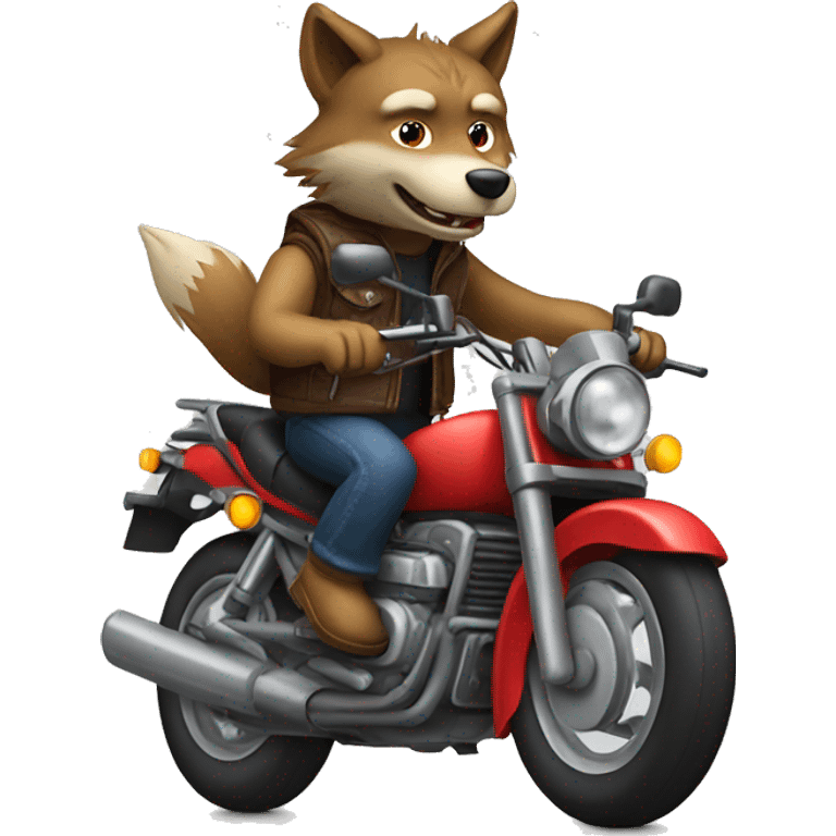 Wolf riding motorbike emoji