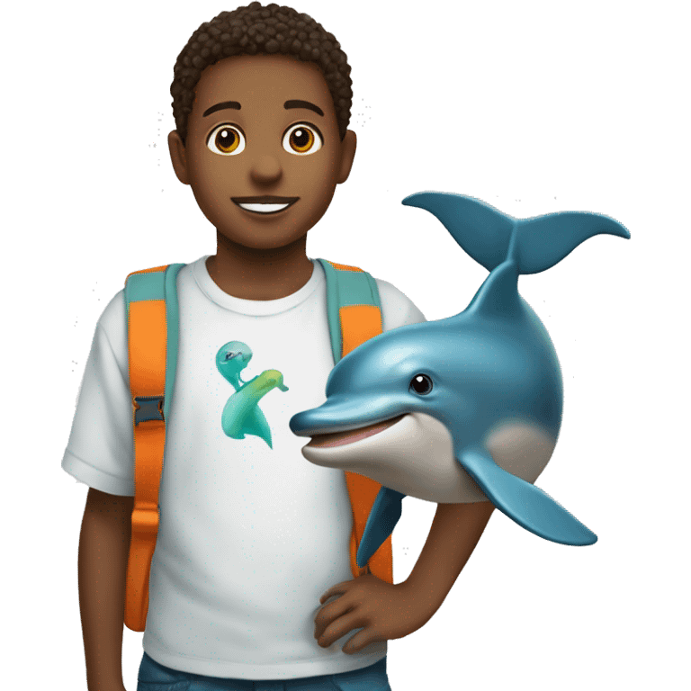 4th grade boy with dolphin and cross emoji