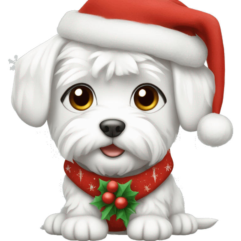 Maltese puppy wearing christmas clothes emoji