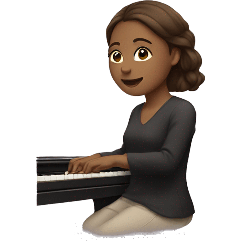 Women with brown hair playing the piano emoji