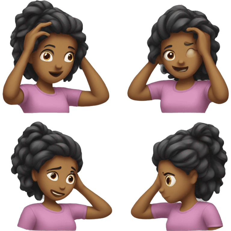 girl pulling her hair emoji