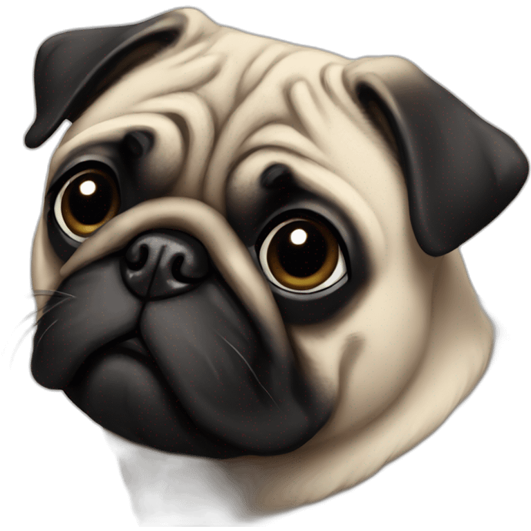 pug with black heart emoji