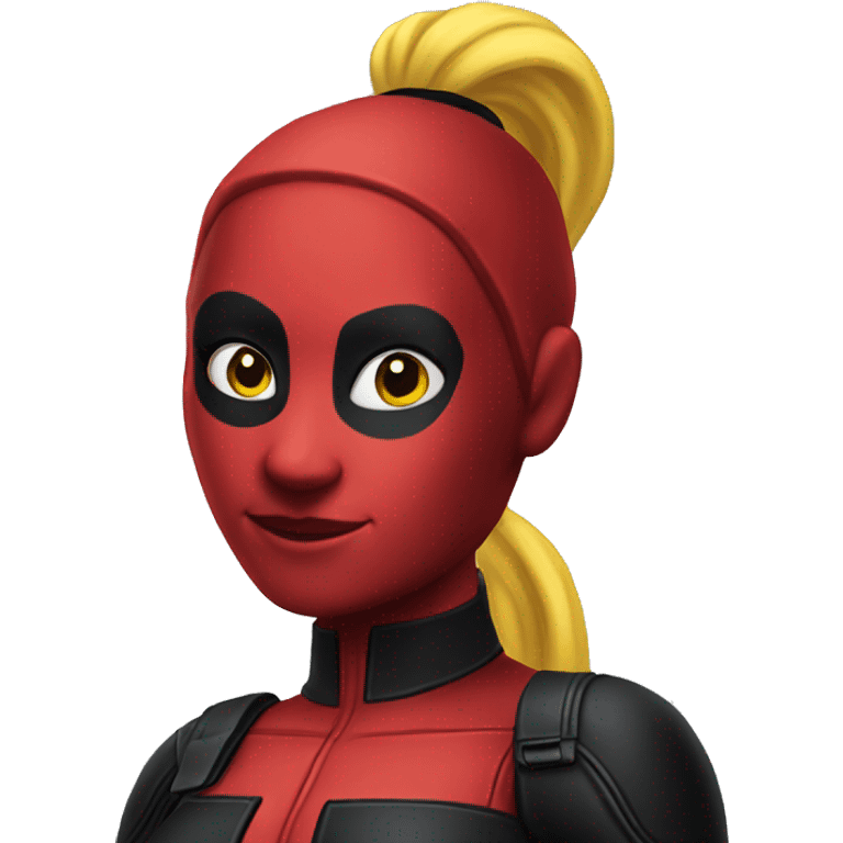 lady deadpool with a high yellow pony tail emoji