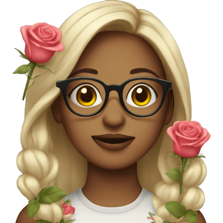 girl with glasses and roses emoji