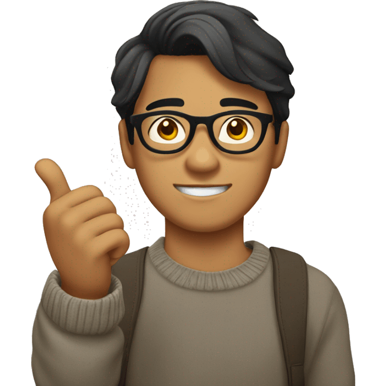 filipino guy, 18 y.o. with glasses with sweater, thumbs up emoji