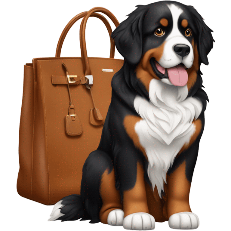 Bernese mountain dog with Birkin  emoji