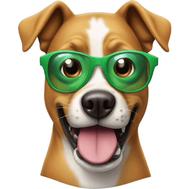 Dog wearing dinosaur mask with glasses emoji