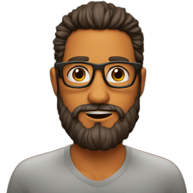 hombre de lentes naranjas cabello rizado y barba emoji