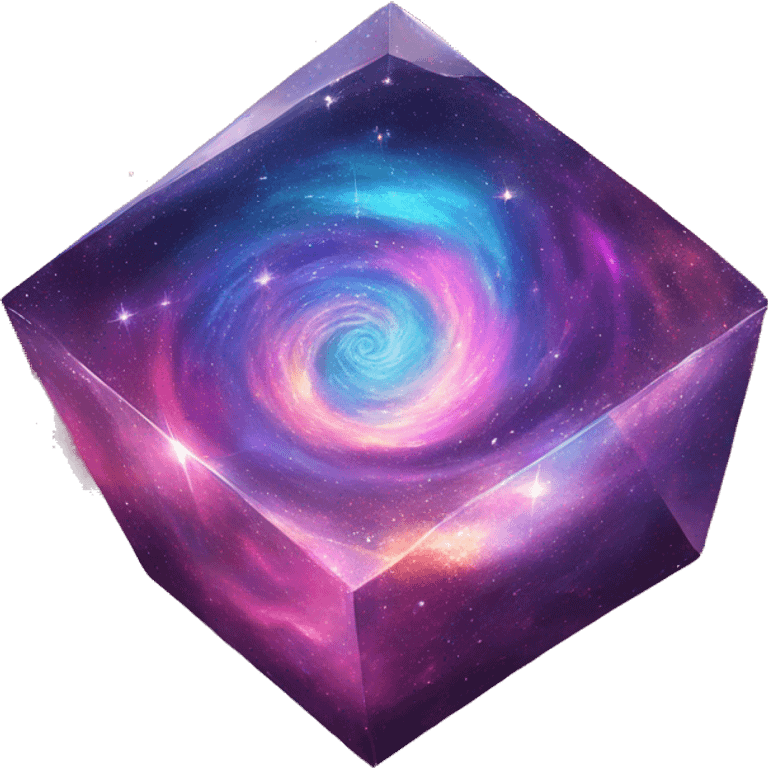 A vibrant, swirling galaxy inside a crystal, with tiny stars and cosmic dust floating around it.

 emoji