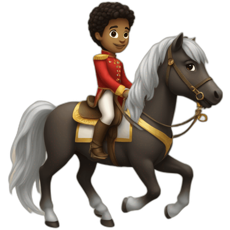 Young prince riding a tiny pony emoji