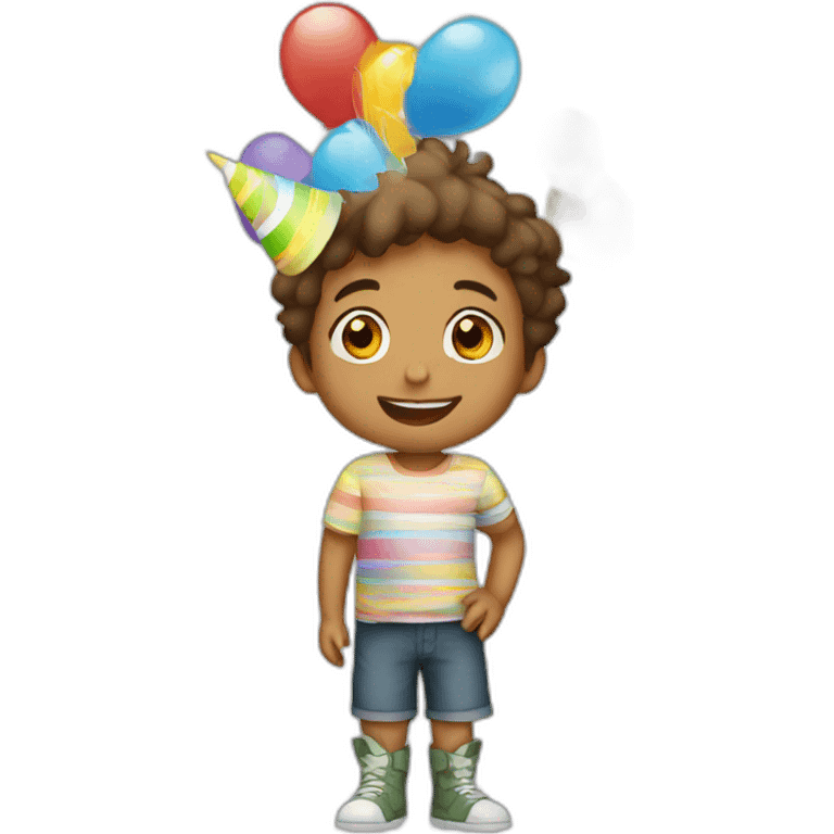 Birthday party with a boy emoji