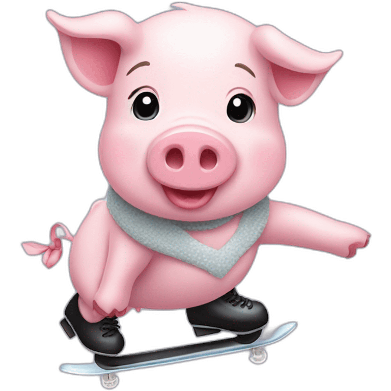 Cute pig ice-skating emoji