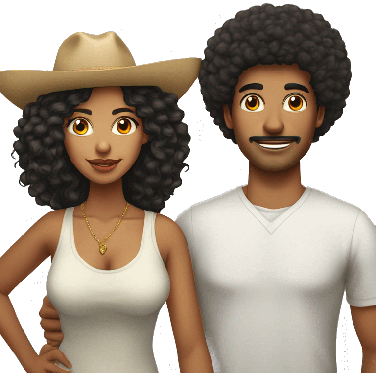 Mexican man and Afro Latina women couple pair young 20’s emoji