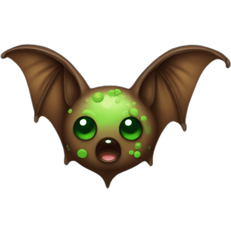 Gooey brown Bat with green spots emoji