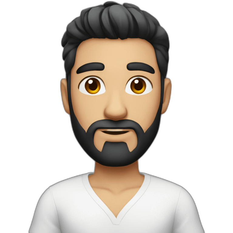 white skin indian in plain white shirt with sleeve up and quiff black hair and very light beard avatar emoji