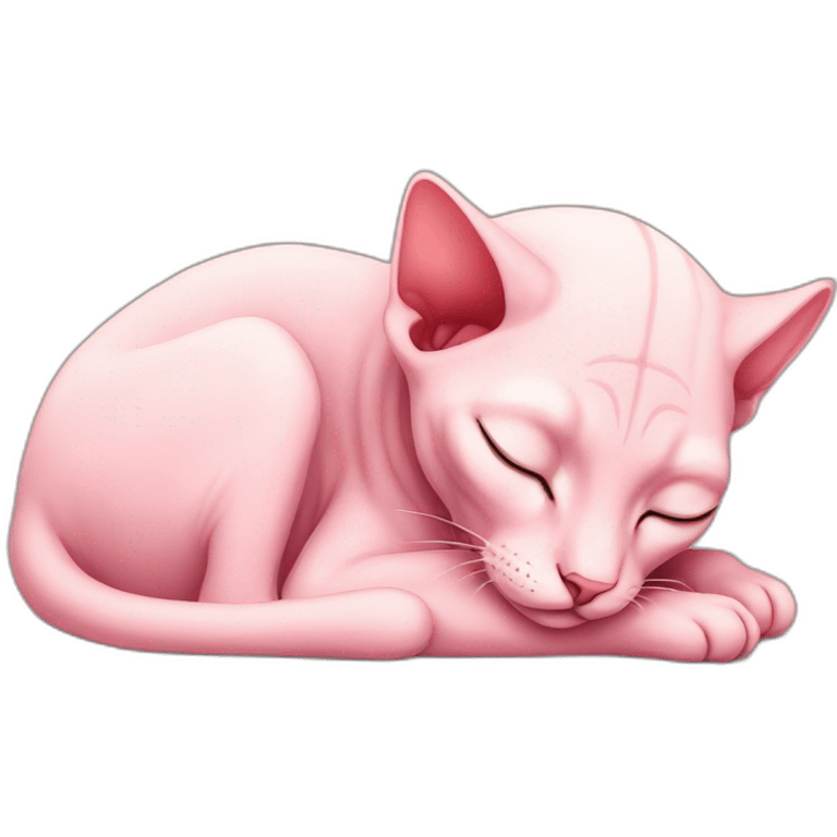 pink sphinx cat sleeping full body emoji