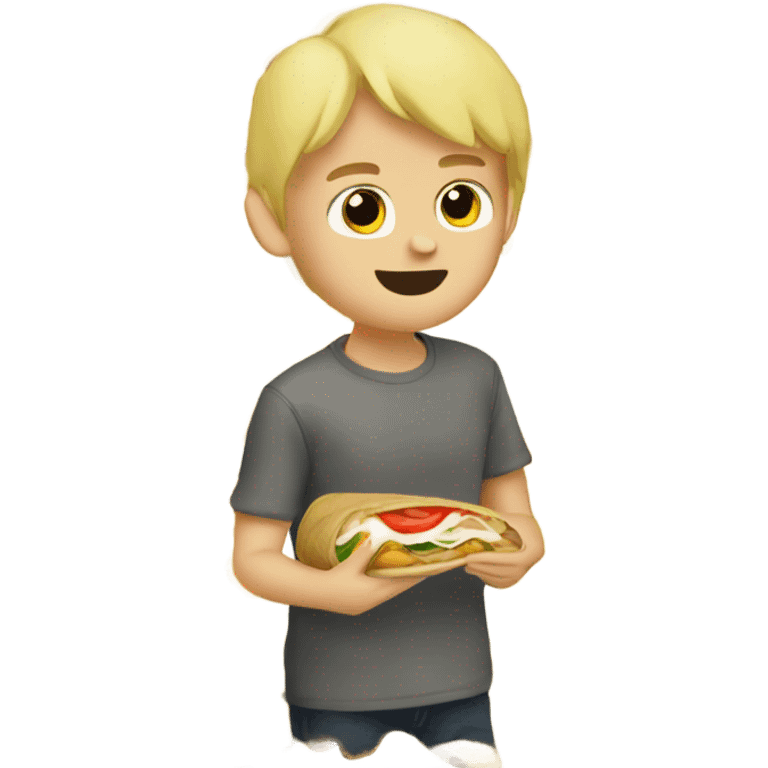 Blonde boy eating gyro wrap emoji