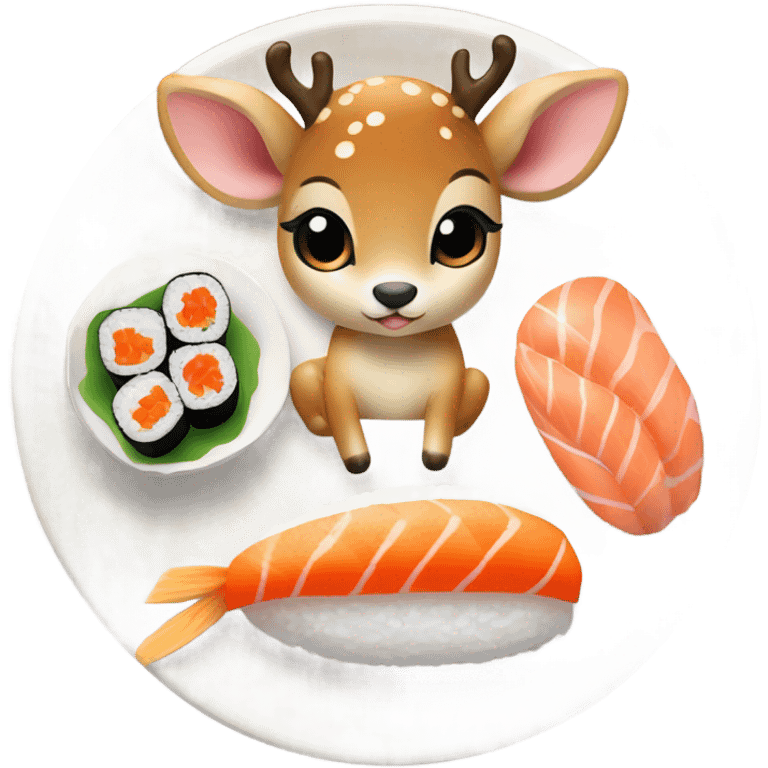 Baby deer with sushi emoji