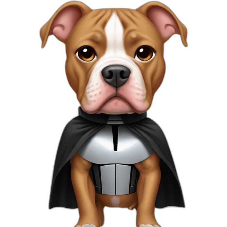 Tan pitbull wearing a Darth vader emoji