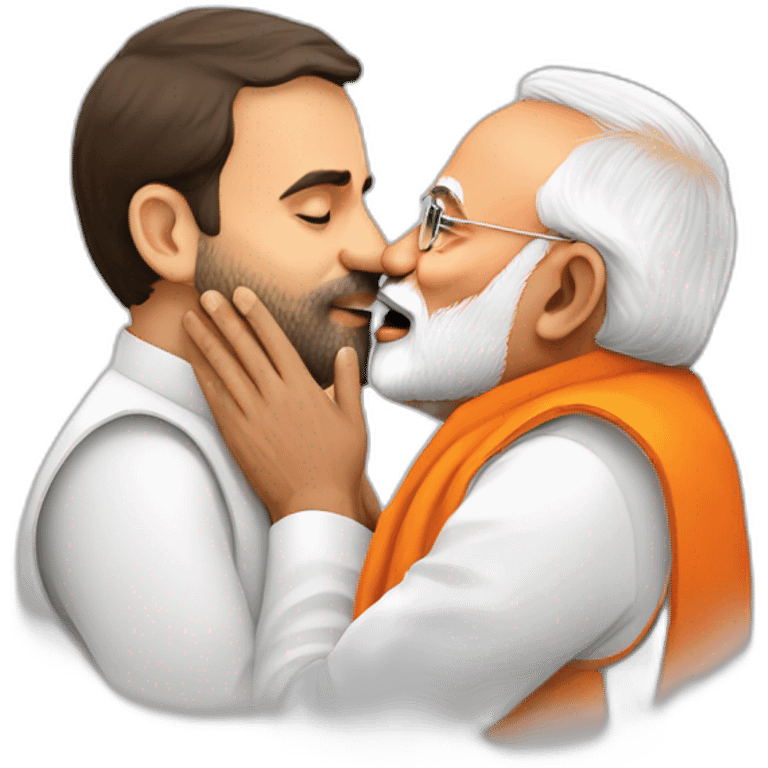 Rahul gandhi and Narendra modi kiss emoji