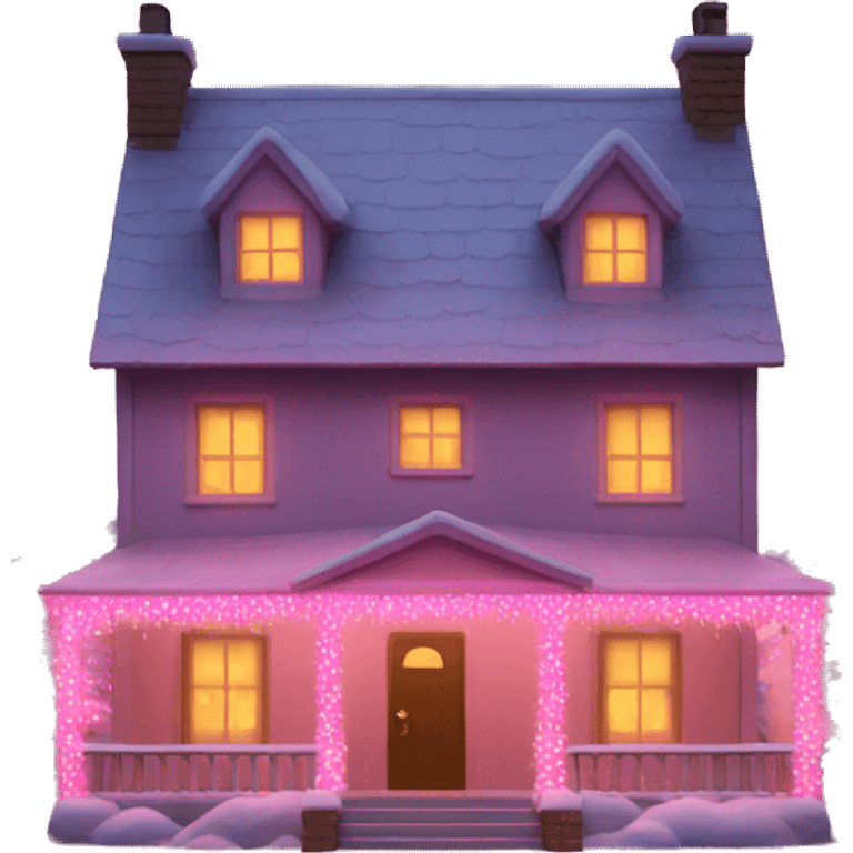 House with pink Christmas lights  emoji