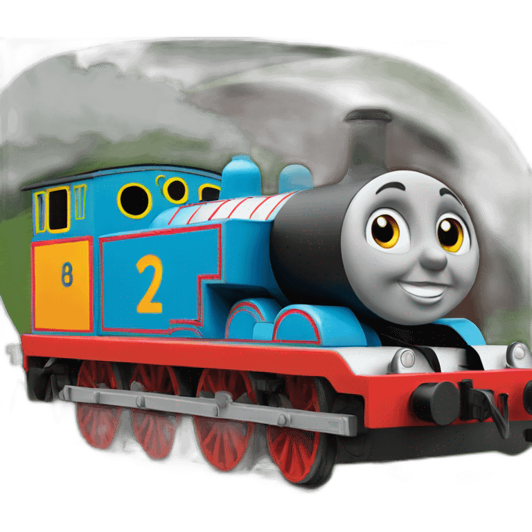 Thomas the train with children on tracks emoji