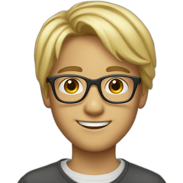 Young boy glasses blonde smiling emoji